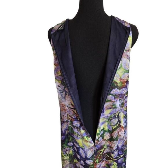 WORTH Womens Floral Silk Sleeveless Dress With Matching Shawl Multicolor Sz 16 - Picture 9 of 14